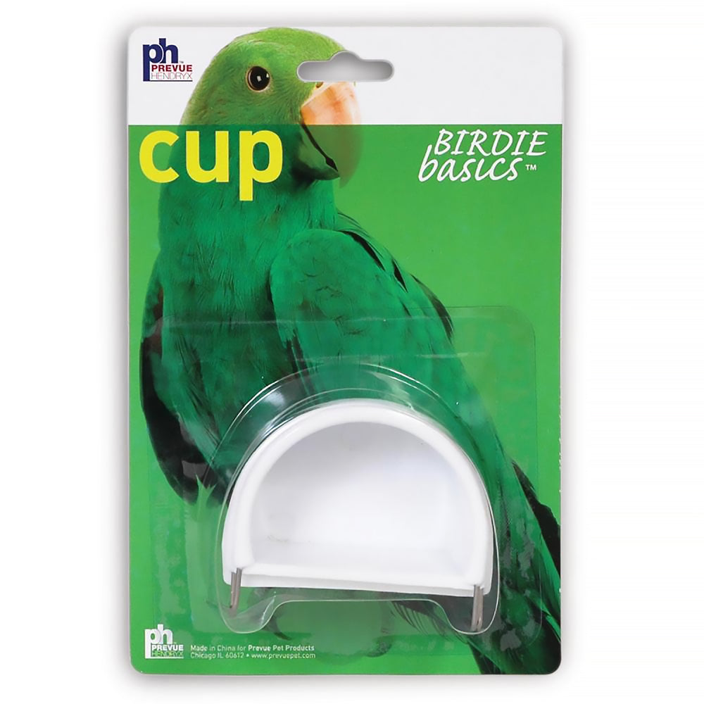 Prevue Pet Products Birdie Basics Small Hanging Cup 2 Pack - Universal Small/Medium Half-Round Bird Cage Food Dishes #1181