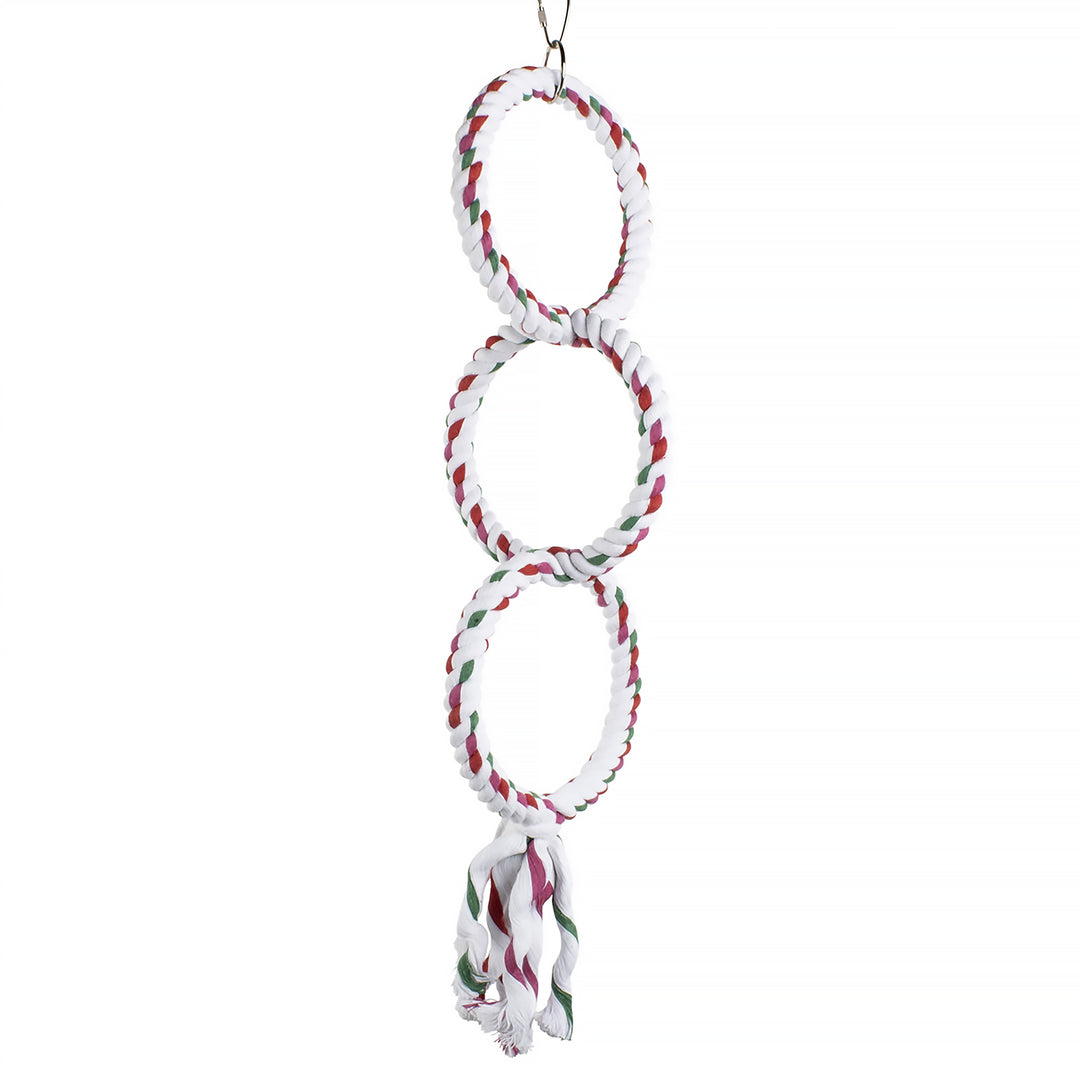 Aria Triple Rope Ring Swing - Interlocking Rings Cotton Rope Bird Swing #2240