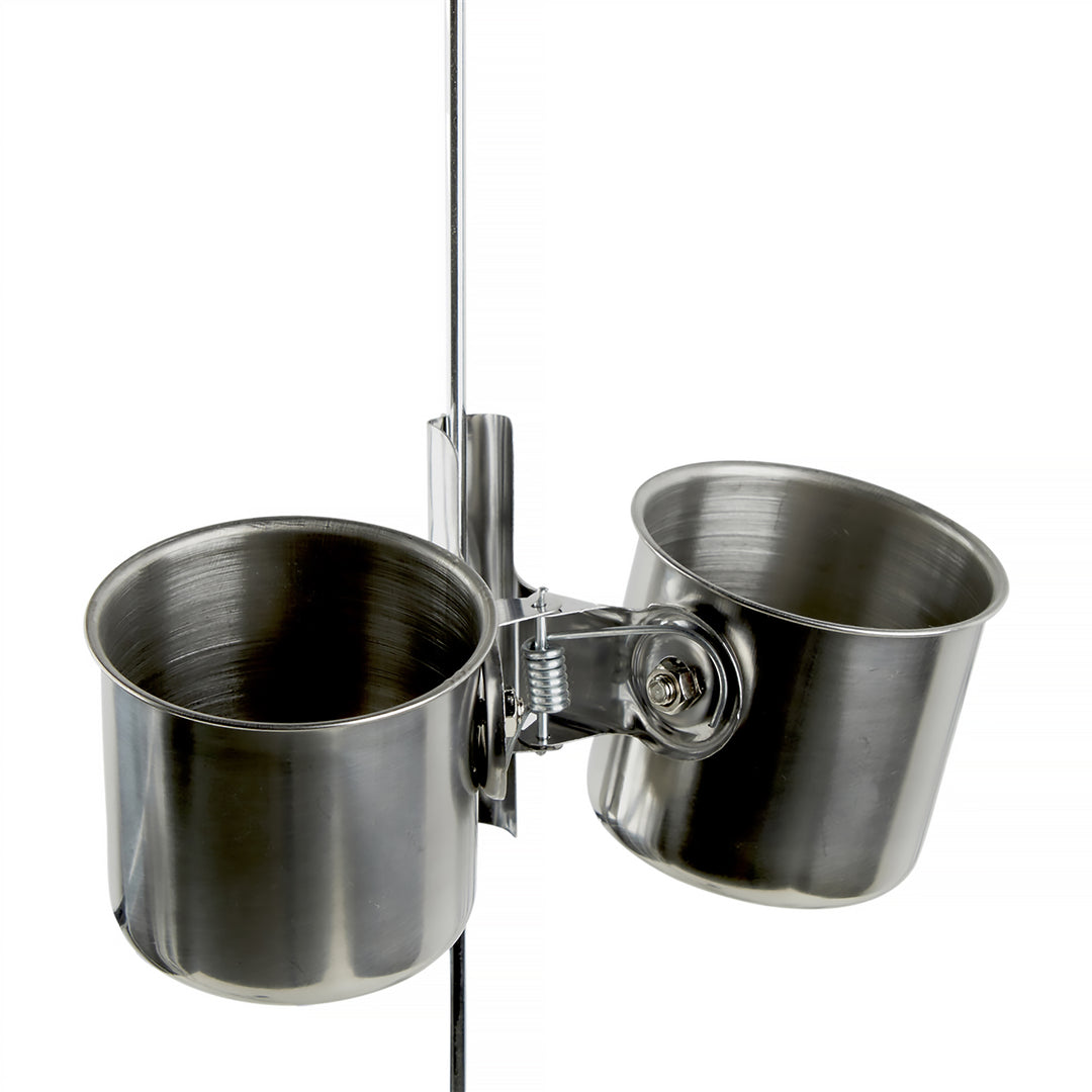 Aria Mini Double Clamp Cups - Stainless Steel Bird Cage Food & Water Dishes #8061