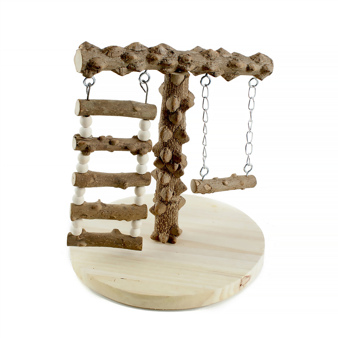 Aria Knobby Wood Swing Set - Portable Bird Perch Play Stand #8069