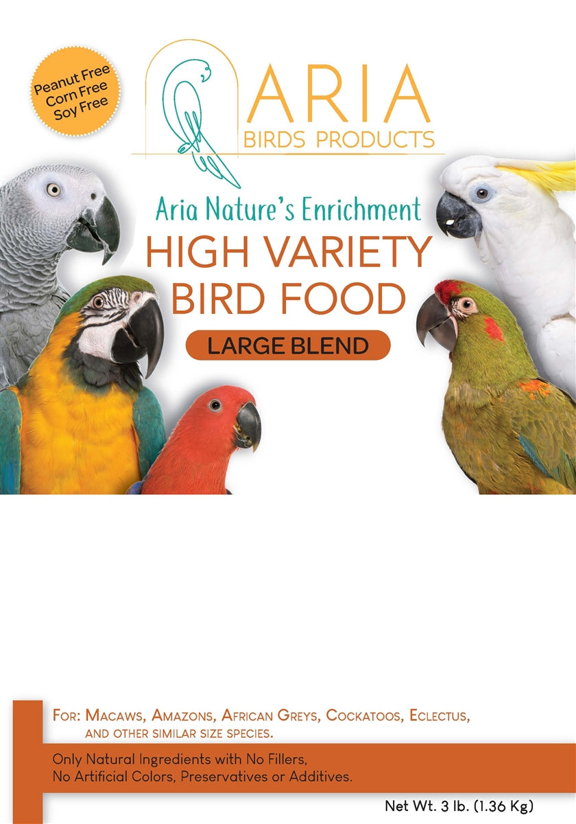 #1006 Aria Nature’s Enrichment High-Variety Seed Blend for Large Parrots - 3lb