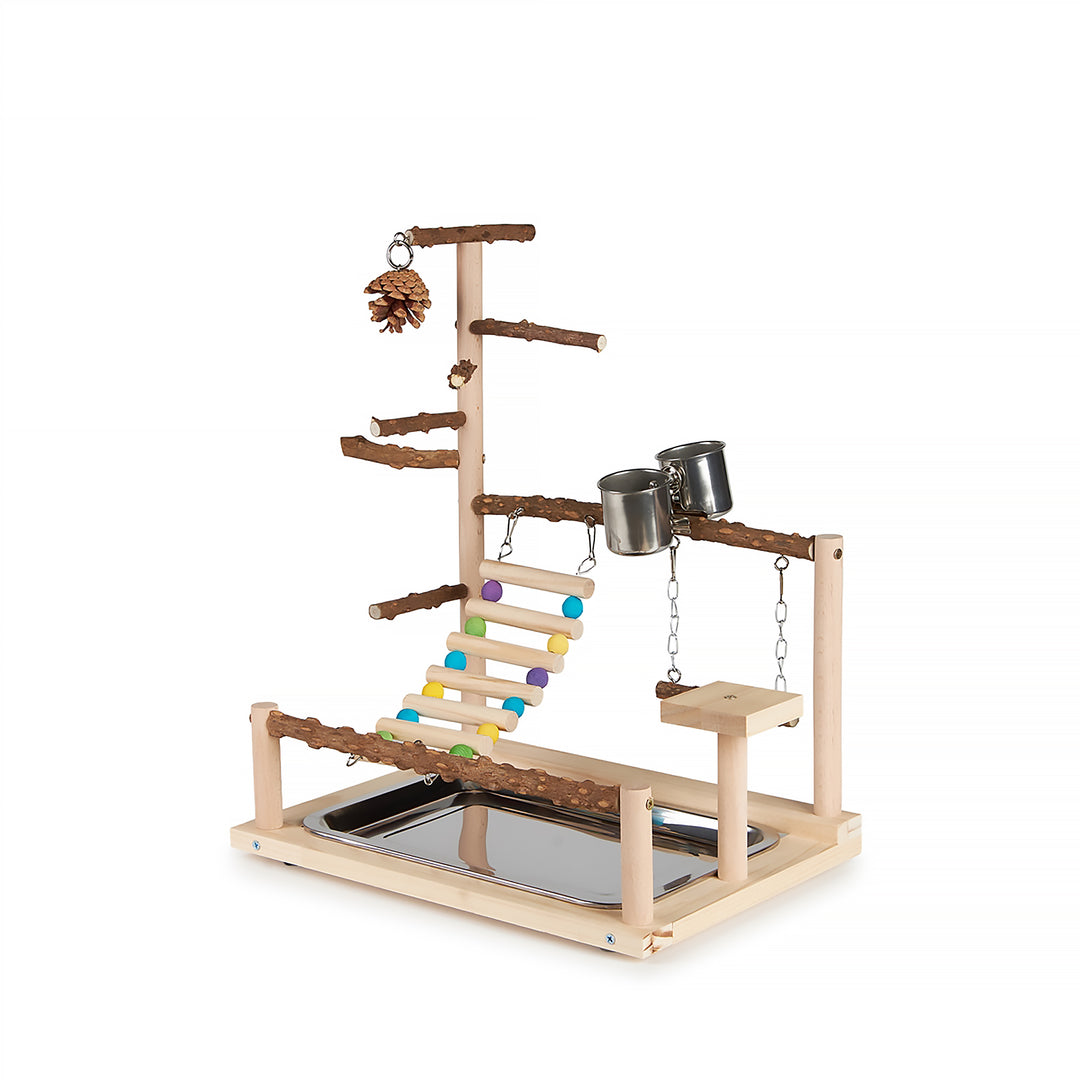 Aria Knobby Hangout Playstand - Wooden Bird Gym Activity Center #8106