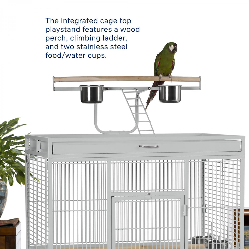 Prevue Pet Products Playtop Bird Home Pewter White - 36” x 24” - Parrot Enclosure #3154W