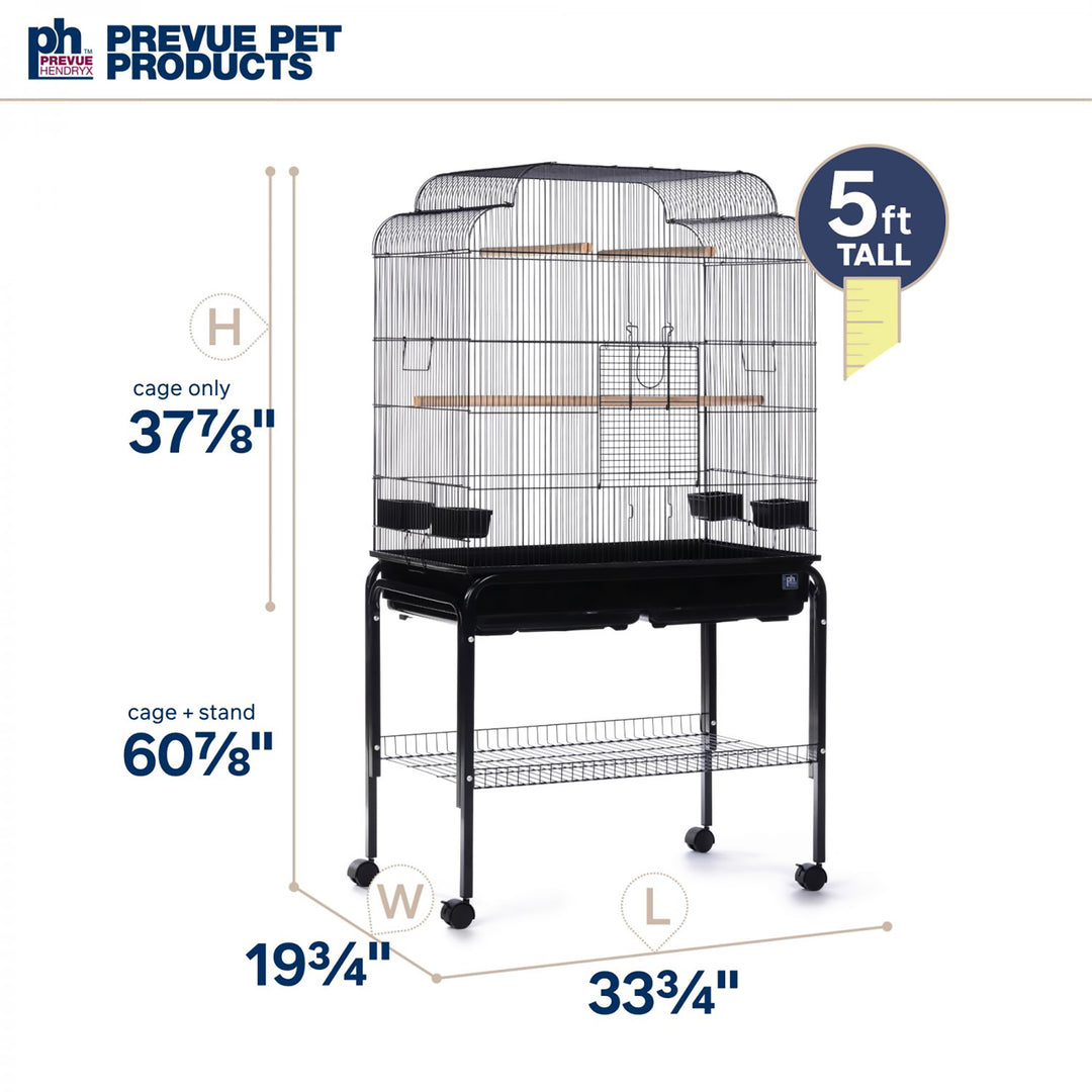 Prevue Pet Products Flight Cage with Stand Black - 32 7/8” x 18 1/4” - Small Bird Enclosure #F090