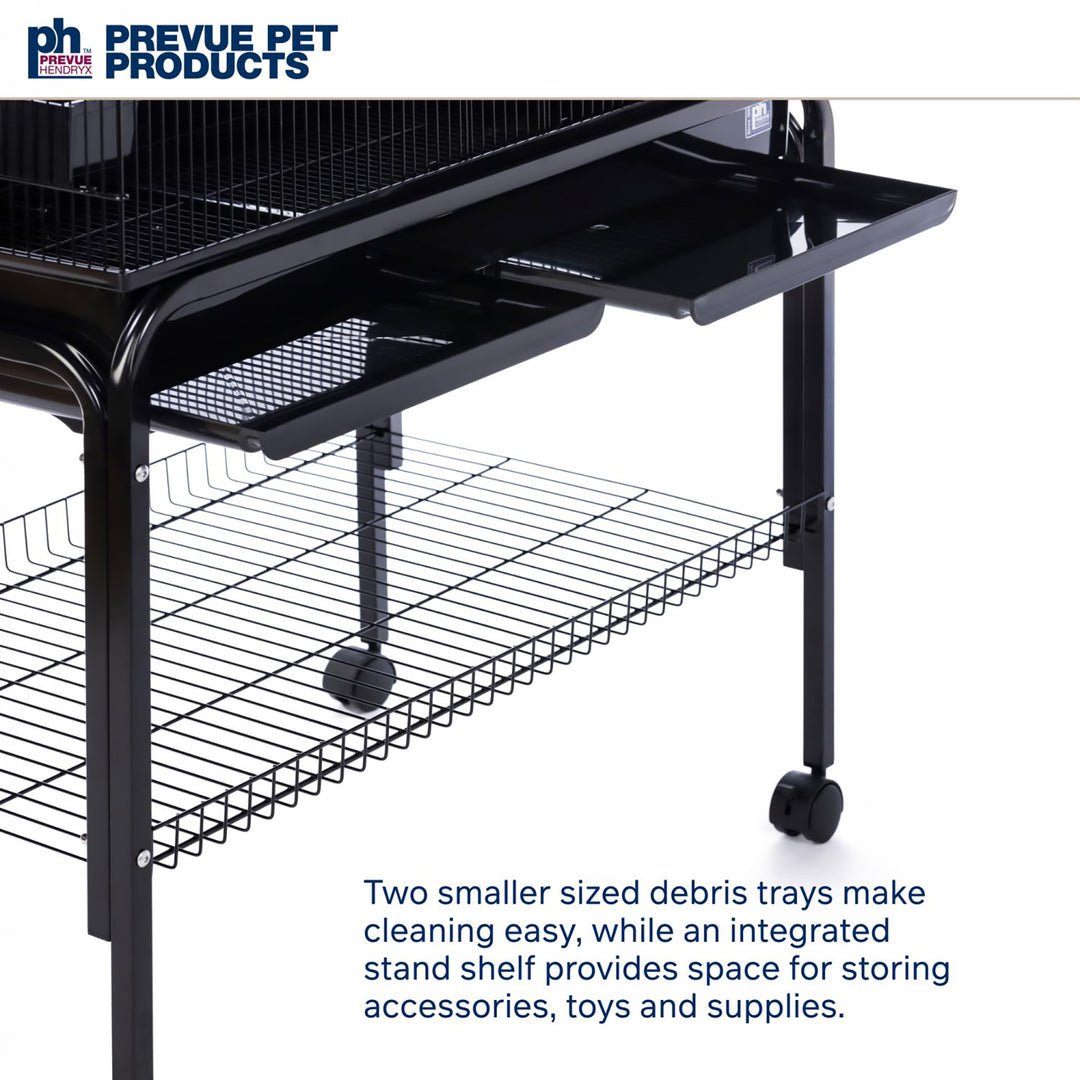 Prevue Pet Products Flight Cage with Stand Black - 32 7/8” x 18 1/4” - Small Bird Enclosure #F090