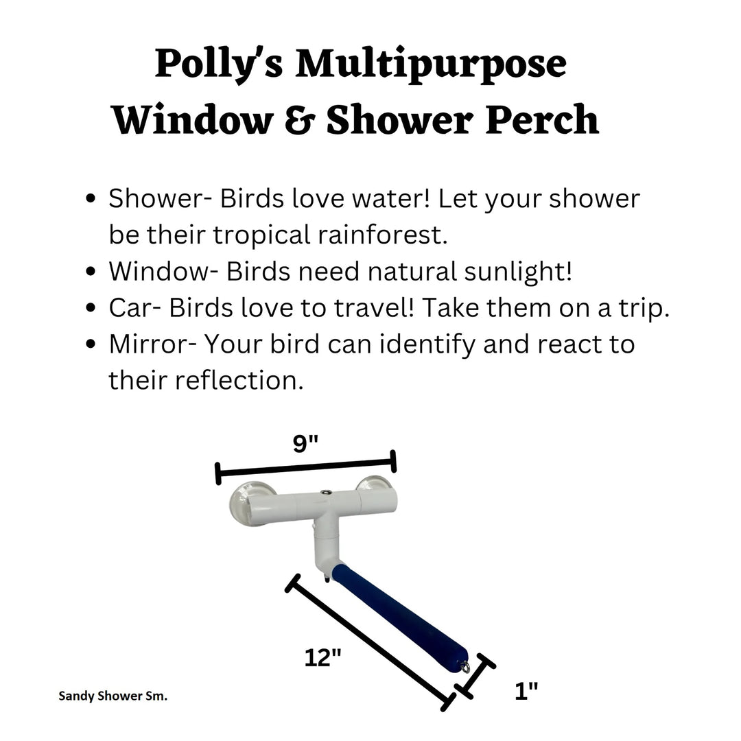 Polly's Pet Products Window & Shower Perch Small - Portable Sandy Bird Perch