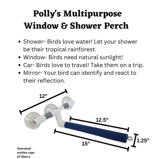 Polly's Pet Products Window & Shower Perch Large - Portable Sandy Bird Perch