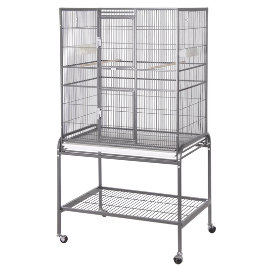 A&E Cage Company Flight Cage & Stand Platinum - 32” x 21” - Small Bird Enclosure #13221