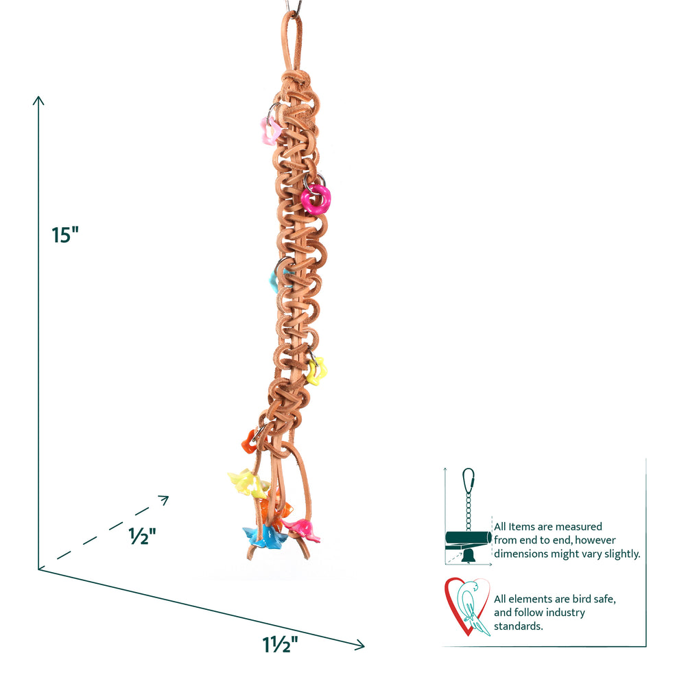 Aria Leather Braid & Bangles - Chew Bird Toy #2261