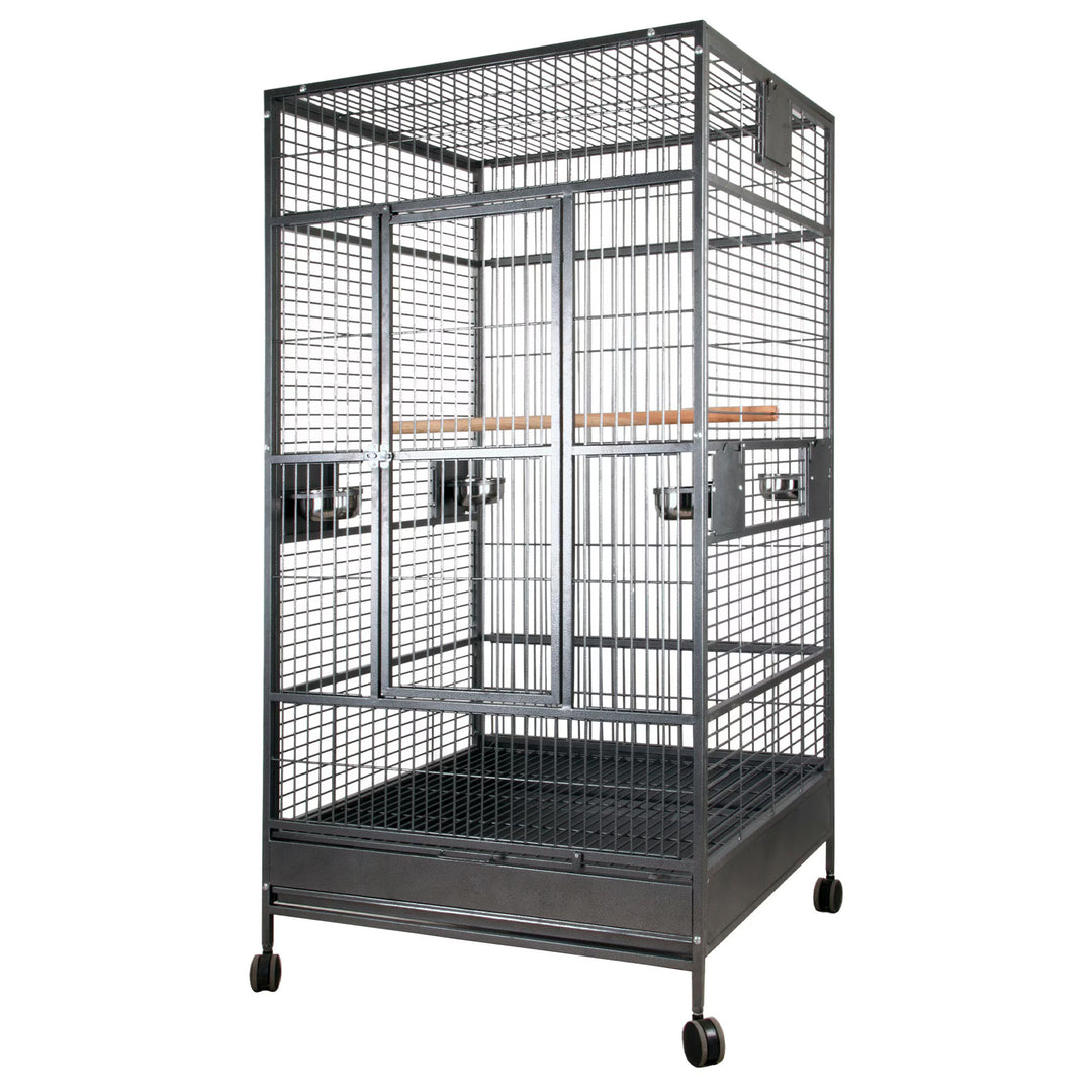 A&E Cage Company Macaw Flight Cage Black - 40” x 40” - Large Bird Enclosure #4040FL