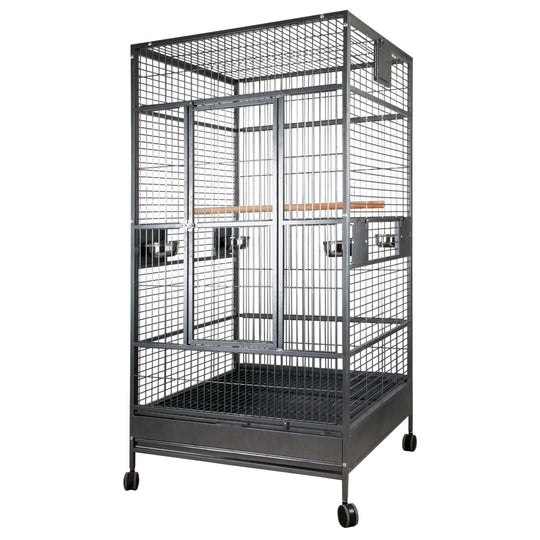 A&E Cage Company Macaw Flight Cage Black - 40” x 40” - Large Bird Enclosure #4040FL
