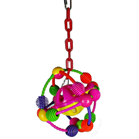 A&E Cage Company Happy Beaks Space Ball on a Chain - Chew Bird Toy #HB209
