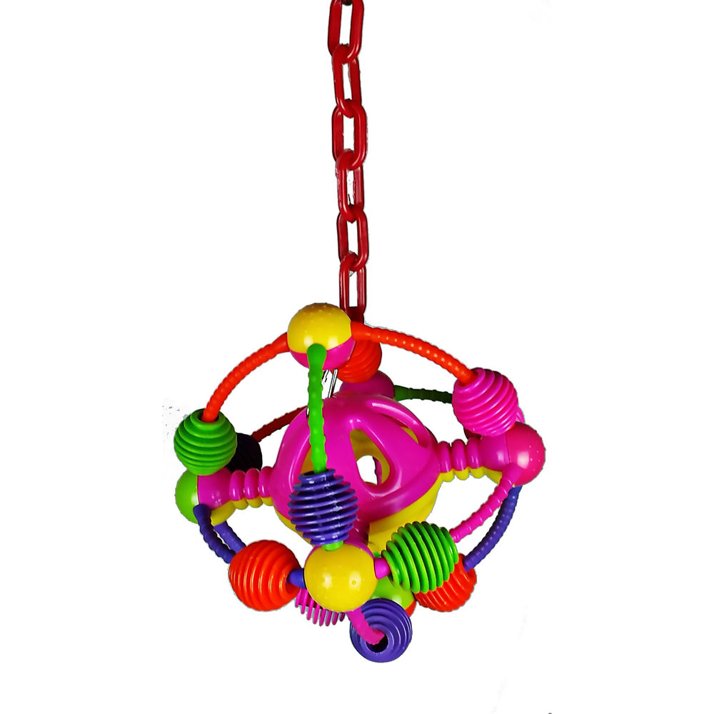 A&E Cage Company Happy Beaks Space Ball on a Chain - Chew Bird Toy #HB209