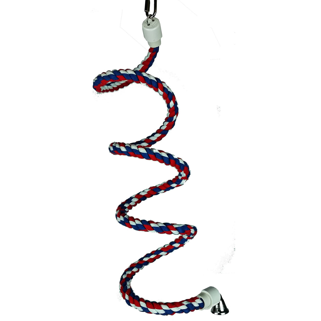 A&E Cage Company Small Cotton Rope Boing with Bell 52” x 1/2” - Cotton Bungee Swing Bird Toy #HB551