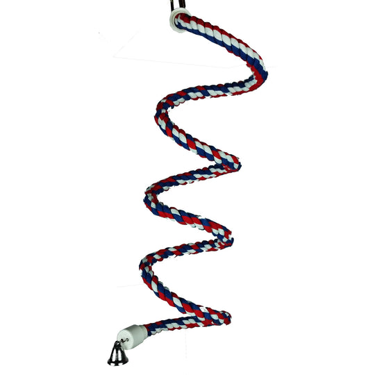 A&E Cage Company Small Cotton Rope Boing with Bell 52” x 1/2” - Cotton Bungee Swing Bird Toy #HB551