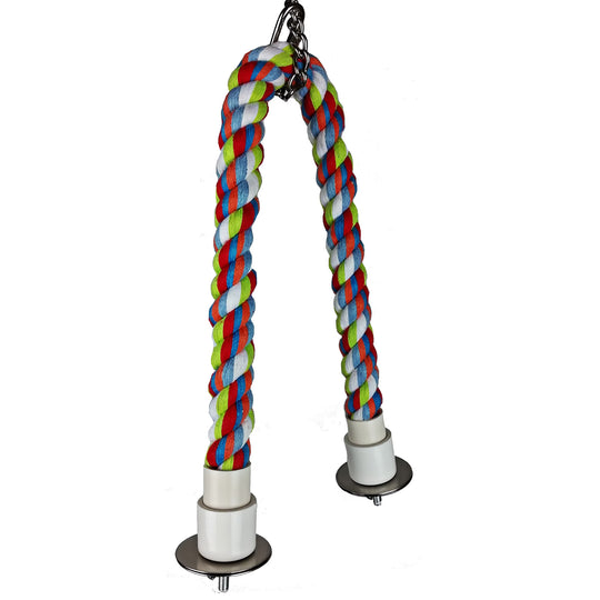 A&E Cage Company Small Cotton Cable Perch 22” - Soft Bendable Bird Perch #HB570