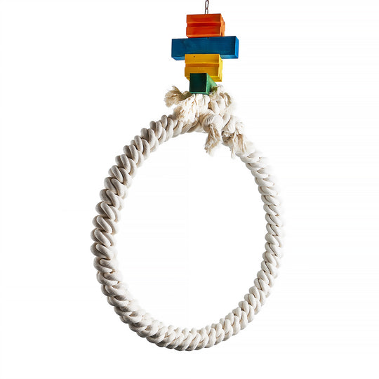 Zoo-Max Hoop Cotton Ring Jumbo - 20” D x 36” H - Soft Rope Swing Toy Bird Perch #964B