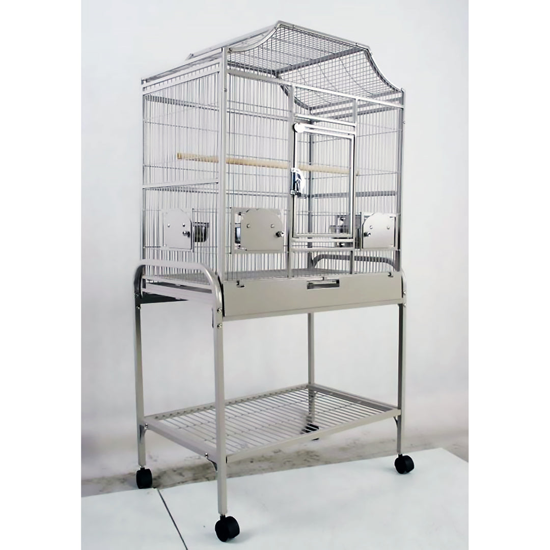 A&E Cage Company Elegant Style Flight Cage with Opening Top Platinum - 28” x 18” - Small Bird Enclosure #MA2818FL HQ Platinum