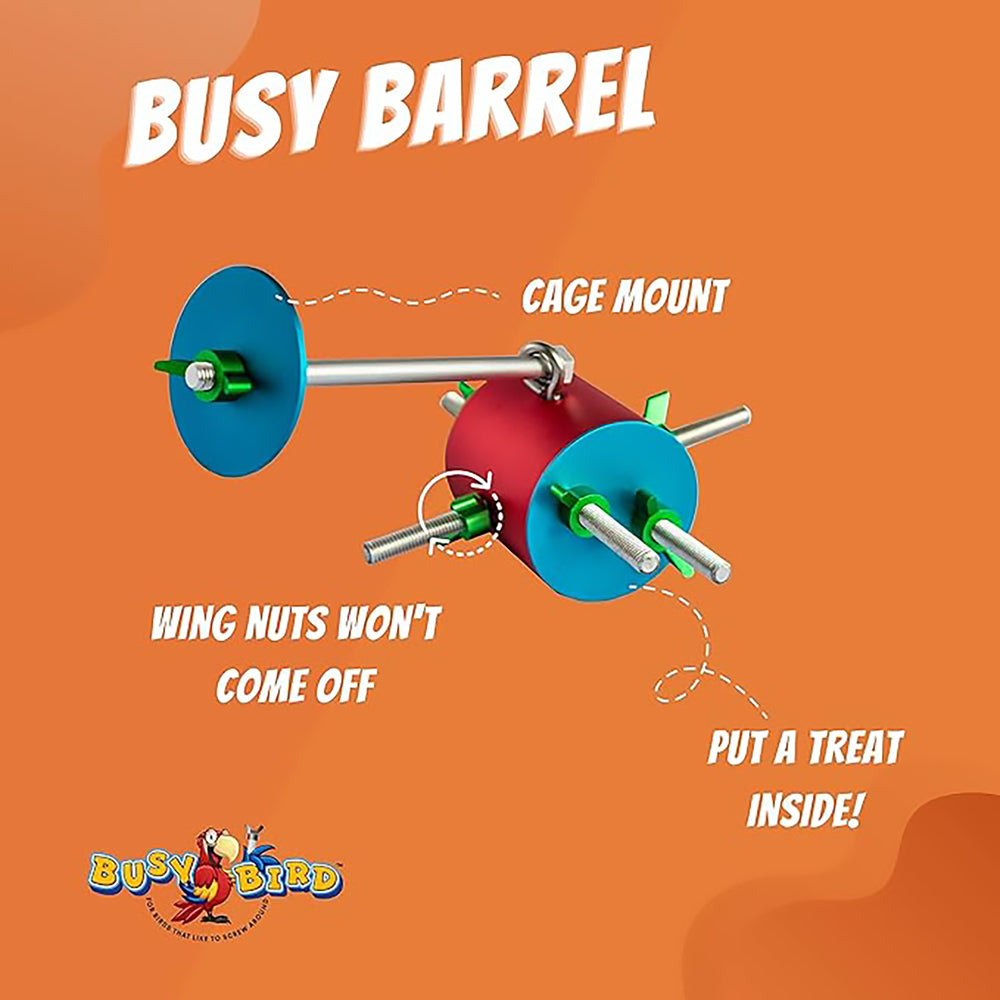 Busy Bird Busy Barrel Foraging Bird Toy - Interactive Treat Dispenser