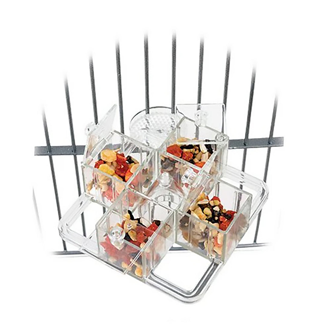 Caitec Creative Foraging Systems Four Corner Foraging Carousel - Puzzle Treat Dispenser Bird Toy