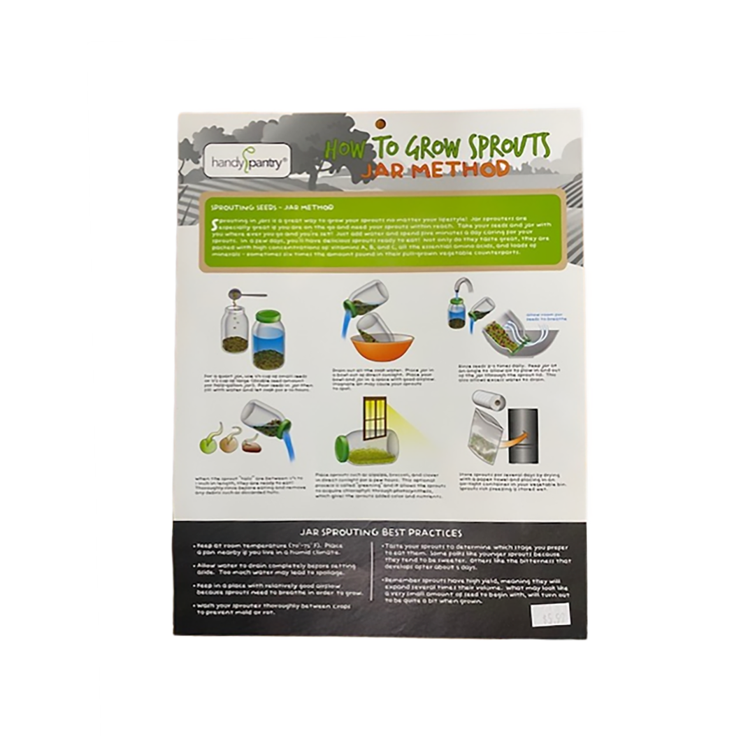 Handy Pantry "How to Grow Sprouts" Jar Method & Tray Method Instructions