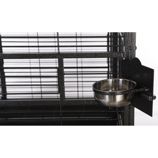 A&E Cage Company Double Macaw Cage with Divider Black - 80” x 40” - Large Bird Enclosure #8040FL