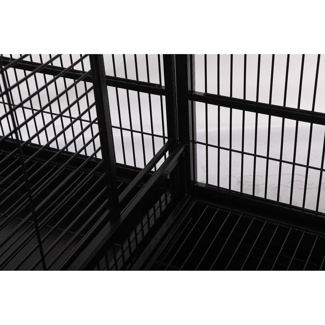 A&E Cage Company Double Macaw Cage with Divider Black - 80” x 40” - Large Bird Enclosure #8040FL
