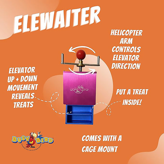 Busy Bird Ele-Waiter Foraging Bird Toy - Interactive Treat Dispenser