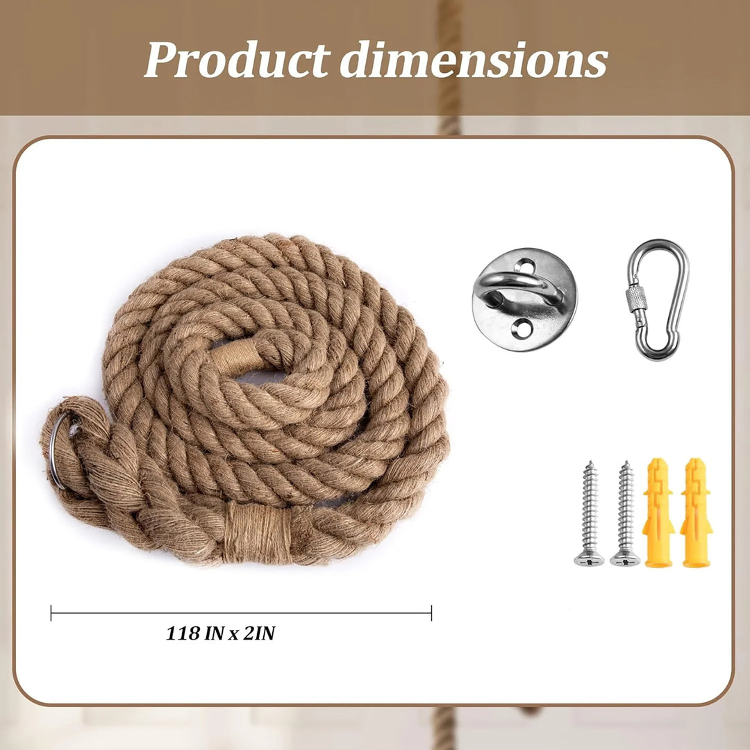 Climbing Rope with Hook for Ceiling & Wall Mounted - Jute Rope Climbing Bird Toy