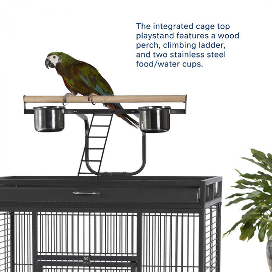 Prevue Pet Products Playtop Bird Home Black - 30” x 22” - Parrot Enclosure #3153BLK