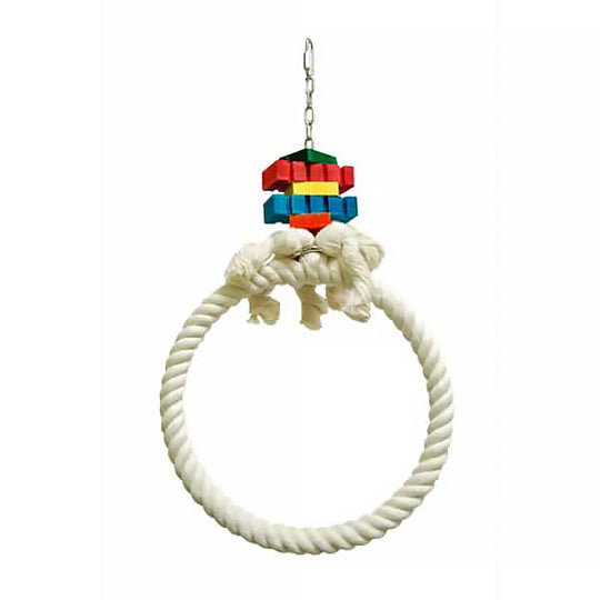Zoo-Max Hoop Cotton Ring - 10” D x 20” H - Soft Rope Swing Toy Bird Perch #962