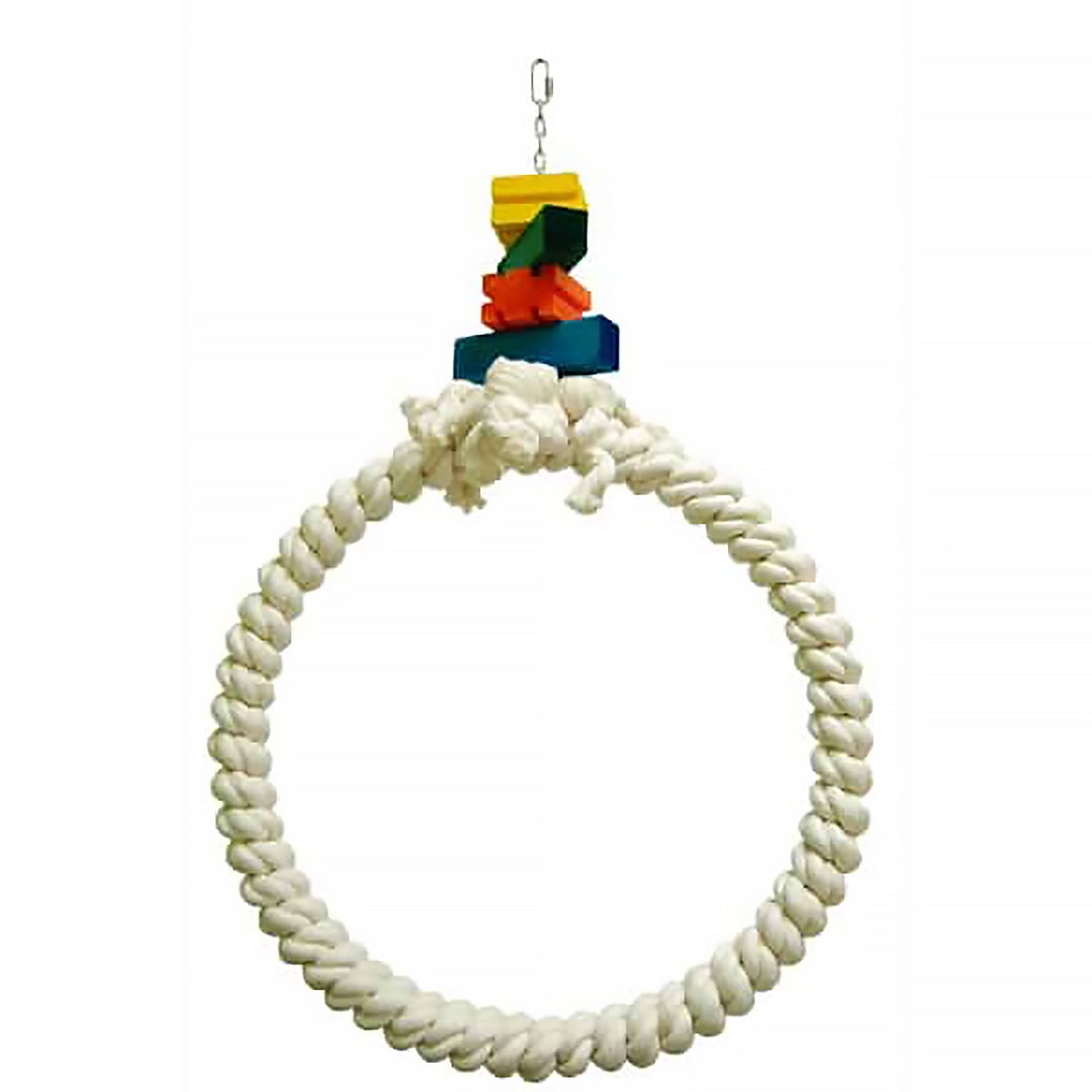 Zoo-Max Hoop Cotton Ring Jumbo - 20” D x 36” H - Soft Rope Swing Toy Bird Perch #964B