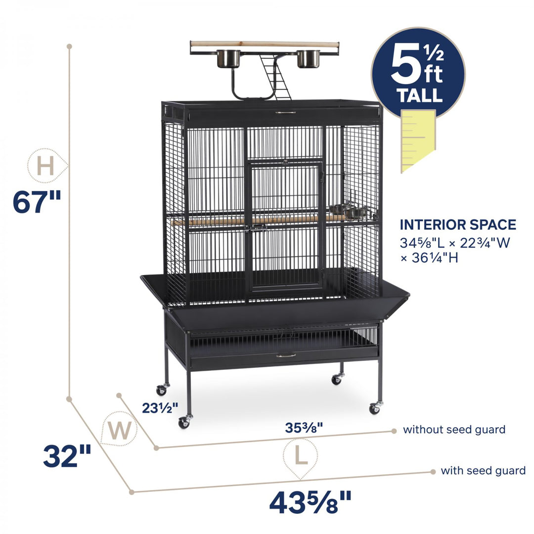 Prevue Pet Products Playtop Bird Home Black - 36” x 24” - Parrot Enclosure #3154BLK