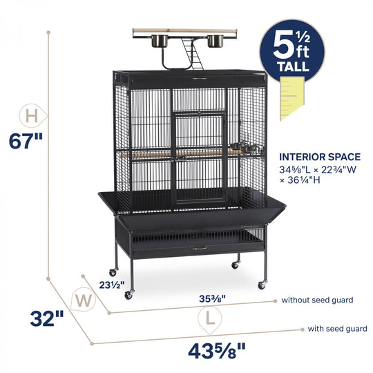 Prevue Pet Products Playtop Bird Home Black - 36” x 24” - Parrot Enclosure #3154BLK