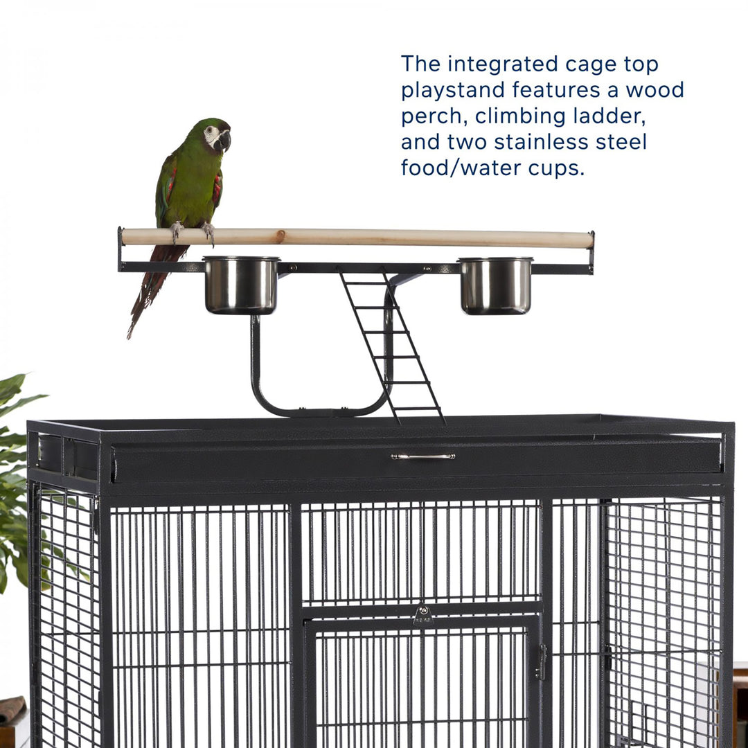 Prevue Pet Products Playtop Bird Home Black - 36” x 24” - Parrot Enclosure #3154BLK