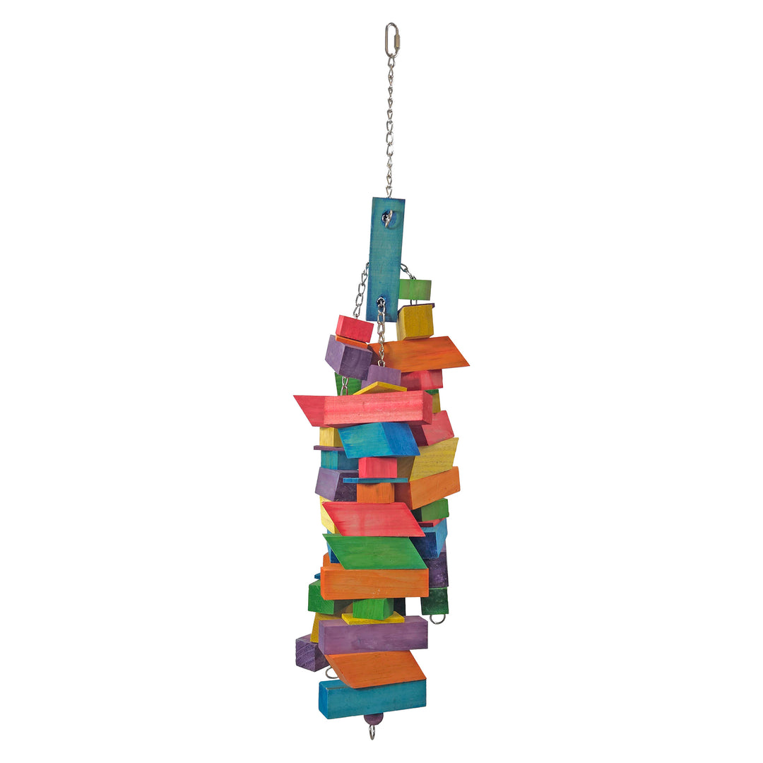 A&E Cage Company Happy Beaks Chunky Colors Large Wood Hanging Toy - Chew Parrot Toy #HB01549