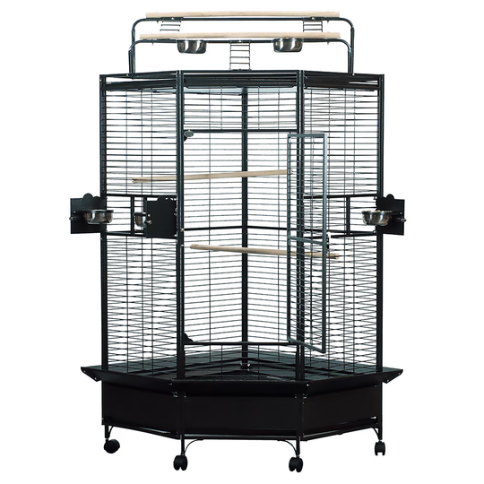 A&E Cage Company Large Corner Cage Black - 33" x 33" - Bird Enclosure #CC3232