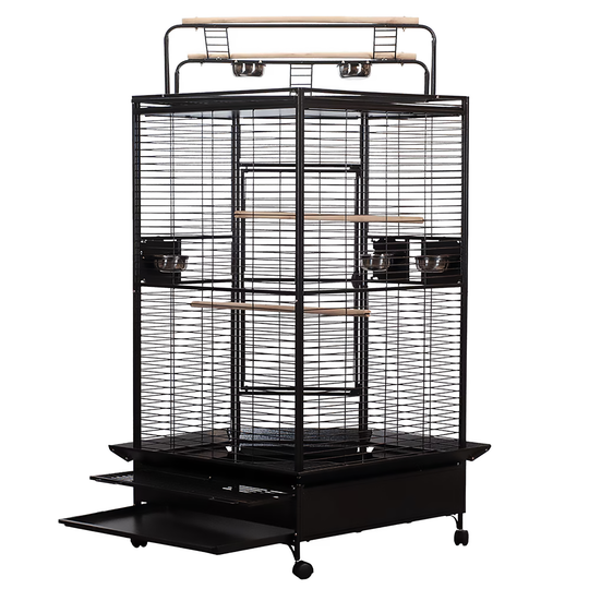 A&E Cage Company Large Corner Cage Black - 33" x 33" - Bird Enclosure #CC3232
