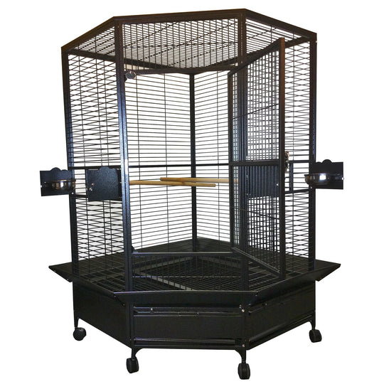A&E Cage Company Extra Large Corner Cage Black - 42" x 42" - Bird Enclosure #CC4242