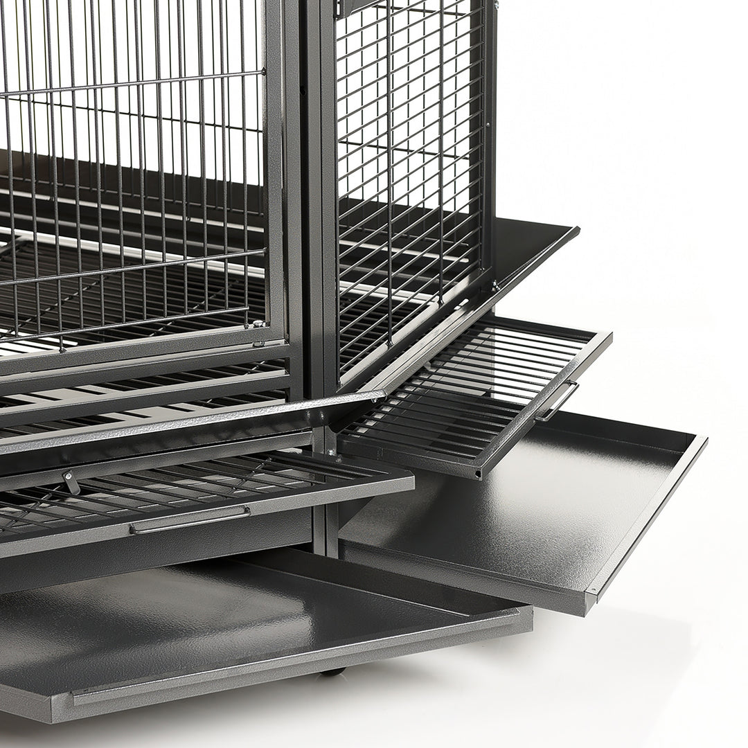 A&E Cage Company Extra Large Corner Cage Black - 42" x 42" - Bird Enclosure #CC4242
