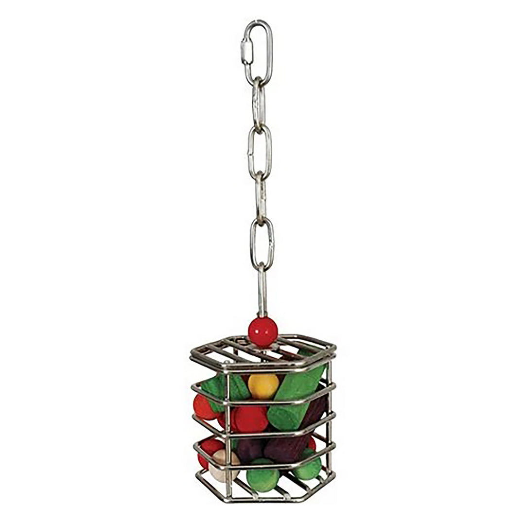 Caitec Featherland Paradise Stainless Steel Baffle Cage S - Puzzle Treat Dispenser Parrot Toy