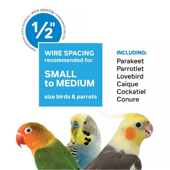 Prevue Pet Products Large Flight Bird Cage Black - 37” x 23” - Small Parrot Enclosure #F050