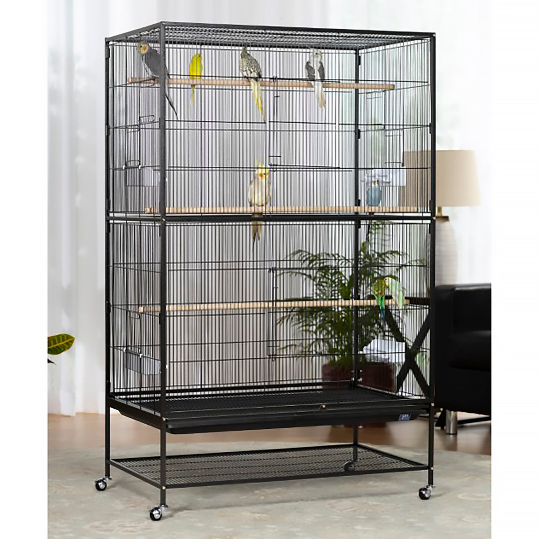 Prevue Pet Products Large Flight Bird Cage Black - 37” x 23” - Small Parrot Enclosure #F050