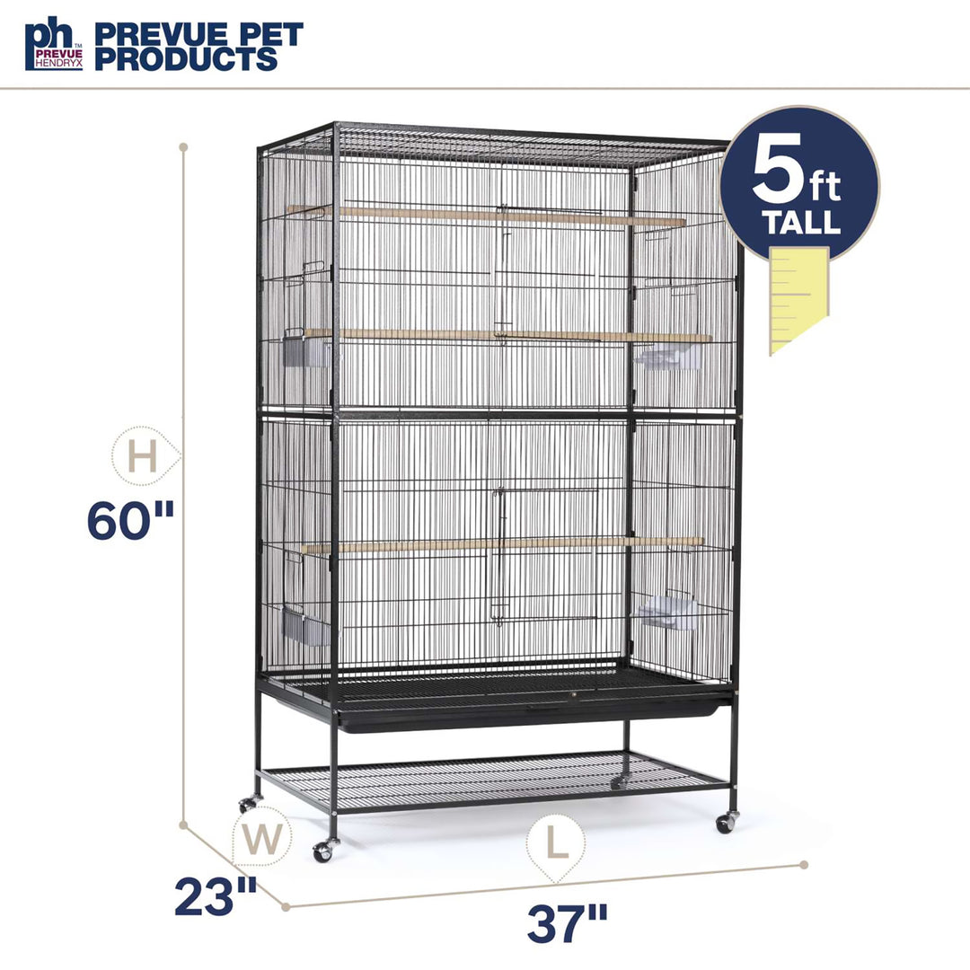 Prevue Pet Products Large Flight Bird Cage Black - 37” x 23” - Small Parrot Enclosure #F050