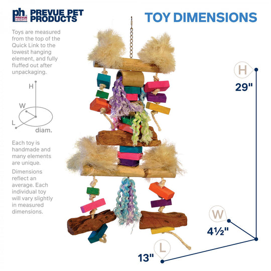 Prevue Pet Products Bodacious Bites Fluff N Stuff Bird Toy - Extra-Large Chew Parrot Toy #62472