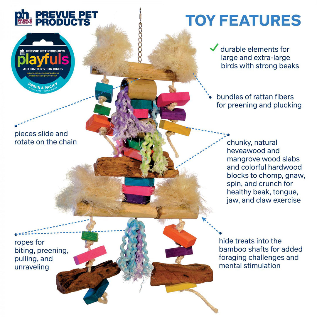 Prevue Pet Products Bodacious Bites Fluff N Stuff Bird Toy - Extra-Large Chew Parrot Toy #62472