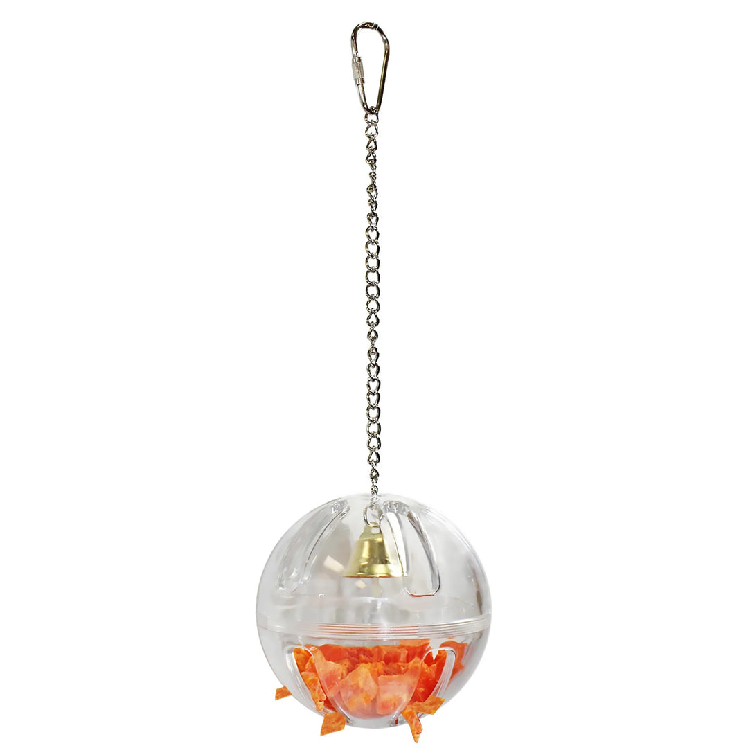Exotic Nutrition Forage Globe with Bell - Interactive Puzzle Treat Dispensing Bird Toy
