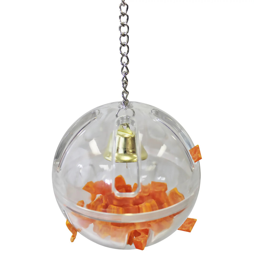 Exotic Nutrition Forage Globe with Bell - Interactive Puzzle Treat Dispensing Bird Toy