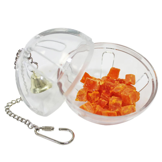 Exotic Nutrition Forage Globe with Bell - Interactive Puzzle Treat Dispensing Bird Toy