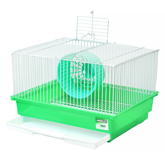 A&E Cage Company Nibbles Travel Carrier Cage Green or Blue - 14” x 11” - Small Bird Cage Carrier #HAM006SP